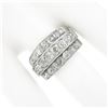 Image 3 : Antique Edwardian Platinum 2.75 ctw Chunky Old Mine Diamond 3 Row Wide Band Ring