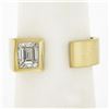 Image 2 : 14K Yellow Gold 0.91 ctw GIA Emerald Cut Diamond Brushed Wide Open Wrap Band Rin