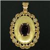 Image 2 : Vintage 18k Yellow Rose and White Gold 3.42 ctw Oval Garnet Solitaire Etched Flo