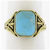 Image 9 : Vintage 14k Yellow Gold Cabochon Bezel Turquoise Open Filigree Work Ring