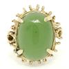 Image 1 : Vintage 14k Yellow Gold Translucent Cabochon Green Jade Twisted Wire Ring Sz 5.5