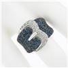 Image 3 : Levian 18k White Gold 1.80 ctw Pave Set Sapphire & Diamond Large Wide Buckle Rin