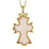 Image 3 : Gurhan 23K Yellow Gold Carved Rose Quartz & Diamond Cross Pendant w/ Cable Chain
