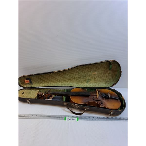 Vintage Violin w/Case & Strings - Some Wear
