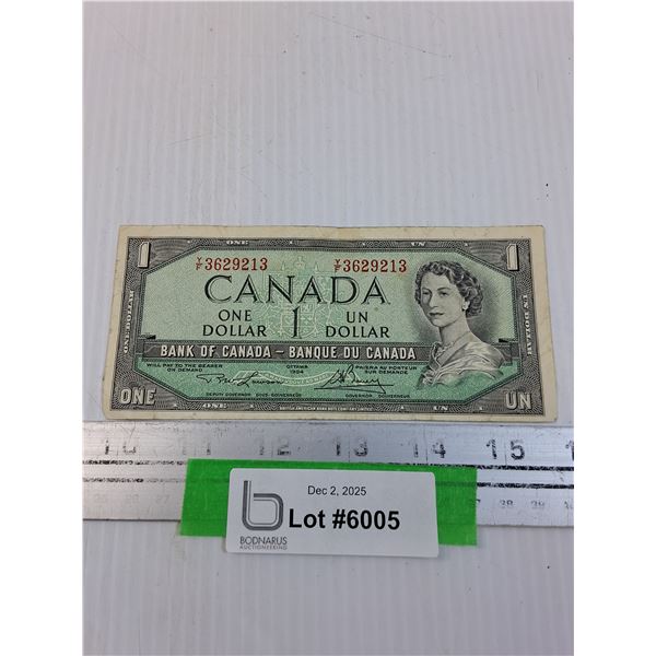Canadian One Dollar Bill - 1954