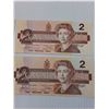 Image 3 : (4) Canadian Two Dollar Bills: 1986