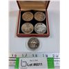 Image 1 : (4) Klondike Days 1973 Coins & Saskatoon 1982 Centennial Dollar Coin - CANNOT GUARANTEE AUTHENTICATI