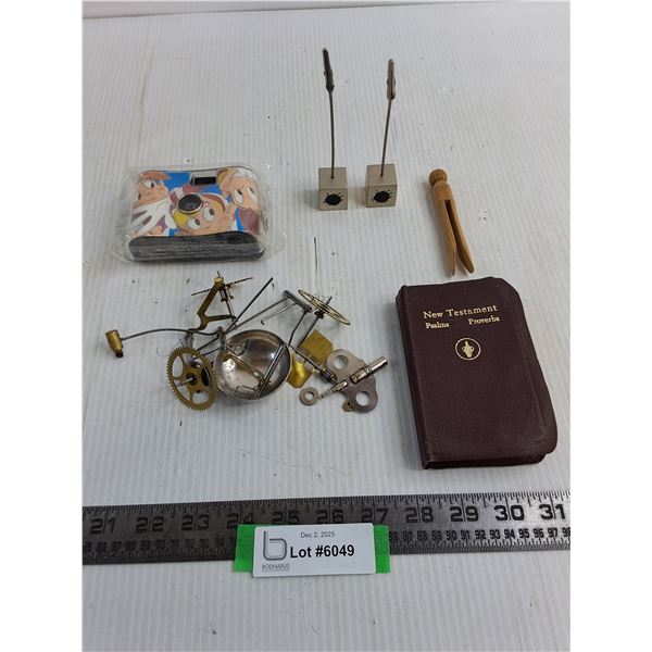 Picture Holders, Sealed Rice Krispies Camera, Small Gideon Bible, Misc.
