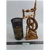 Image 1 : Wooden Miniature Spinning Wheel - 14" Tall, Aberfeld Scotch Whiskey Tin