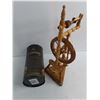 Image 2 : Wooden Miniature Spinning Wheel - 14" Tall, Aberfeld Scotch Whiskey Tin
