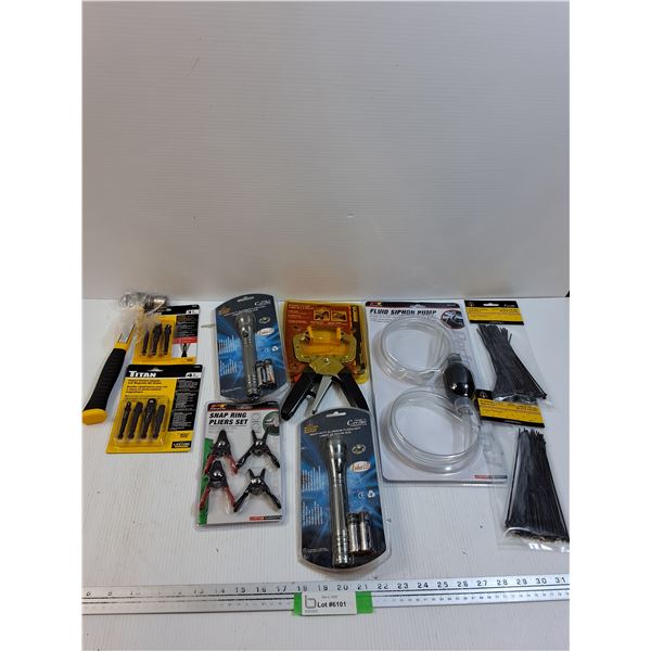 Tool Lot: Clamp, Zip Ties, Hammer, Misc