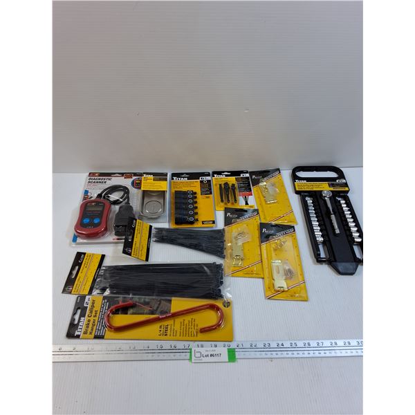 Tool Lot: Diagnostic Scanner, Latches, Misc