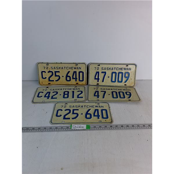 (5) Saskatchewan License Plates- 1972