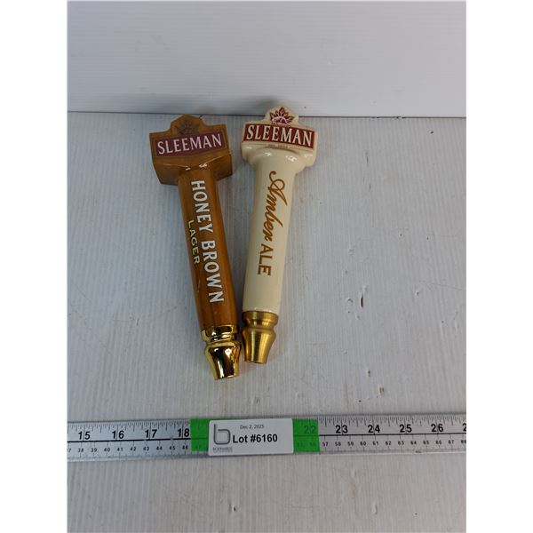 (2) Beer Taps 9.5"- Sleeman Honey Brown Lager, Amber Ale