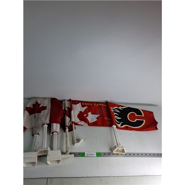(4) Canada Flag For Railings, Calgary Flames Railing Flag