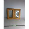 Image 1 : (2) Oak Framed Glass Windows 16"x10"