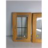 Image 3 : (2) Oak Framed Glass Windows 16"x10"