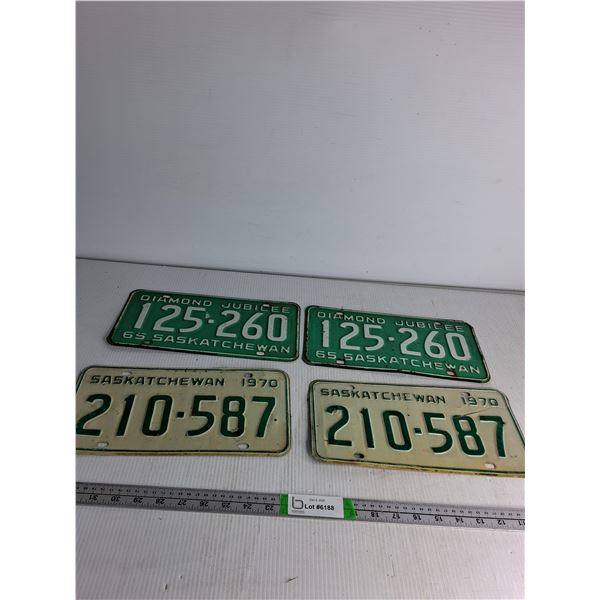 Diamond Jubilee Sask Plates, (2) Sask 1970's Plates