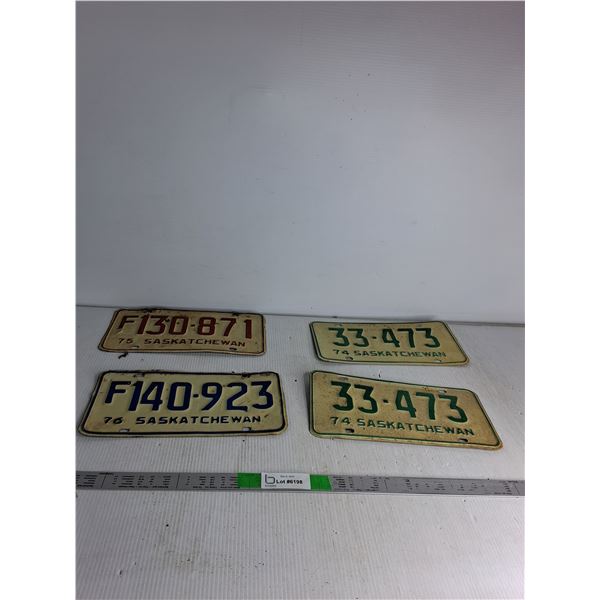 One Pair of Matching Sask License Plates, (2) Sask Plates (70's)