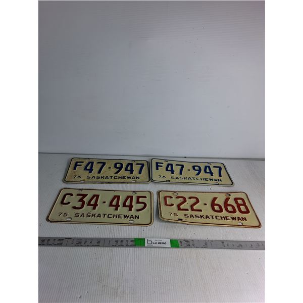One Pair Matching License Plates, (2) Sask Plates (70's)