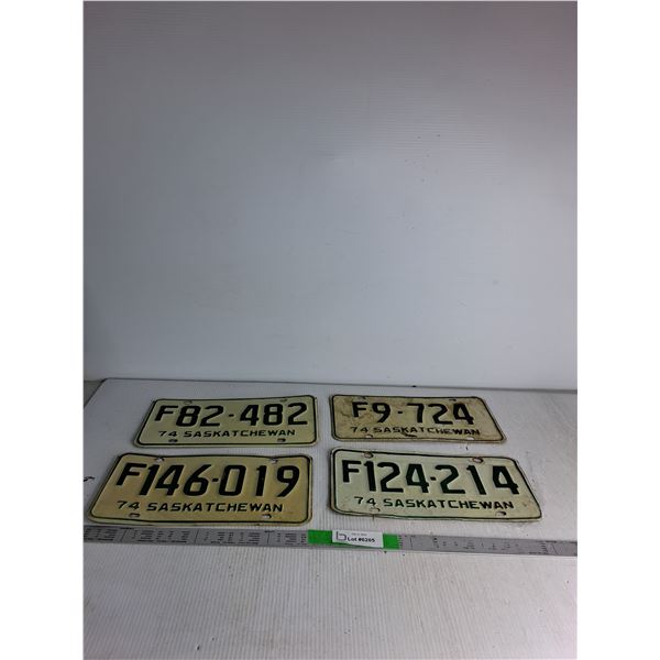 (4) Sask License Plates '74