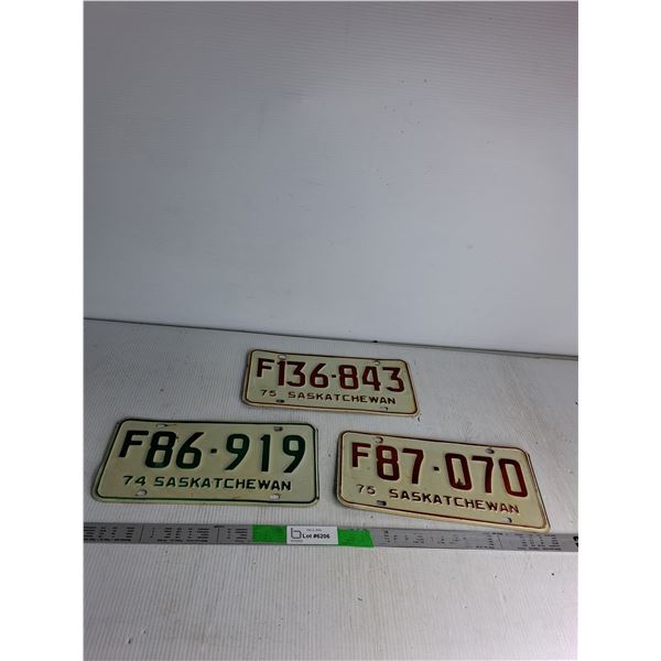(3) Sask License Platess (70's)