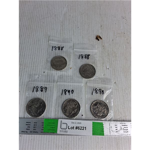 Five Antique Collector Coind 1888-1890 (Cannot Authenticate)