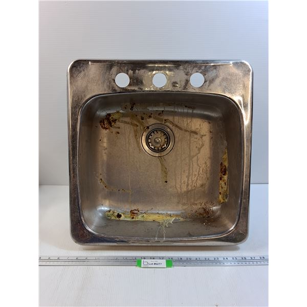Stainless Steel Sink, Some Wear - 20  x 20  x 8  - CANNOT SHIP