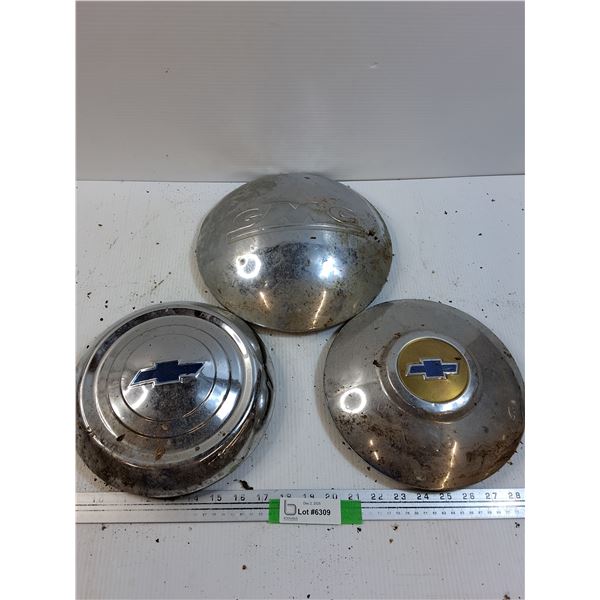 (3) Vintage Hub Caps: GMC & Chevy