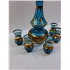 Image 2 : Vintage Bohemian Aqua Turqoise w/ Gold Gilt Detail Glass Decanter Set