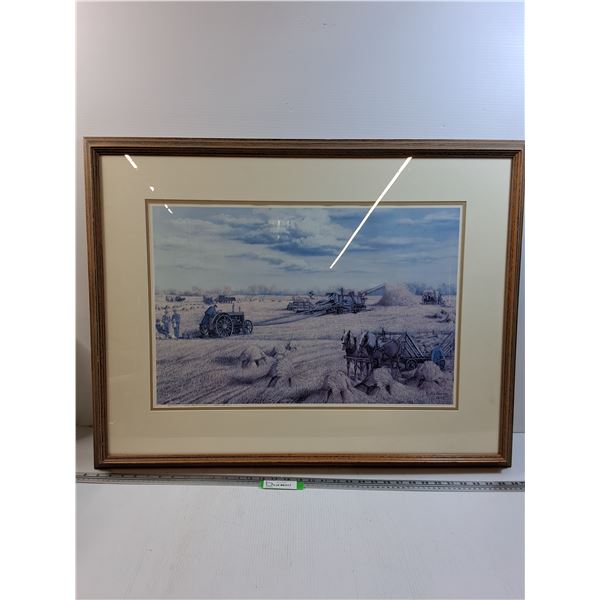 * Print of Antique Farm Living by Nettie Harder - Dated 1993 - 34" x 27" - CANNOT SHIP