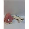 Image 4 : (2) Stuffies: Pink Walrus, Grey Wolf