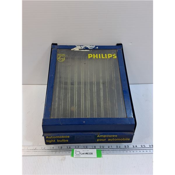 Vintage Philips Automotive Light Bulb Storage Display - 8" x 11" x 13"