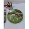 Image 4 : Horse Lot: Stamp Book, Wood Inlay, Wallpaper Border, Plate, KeyChain, Figurine