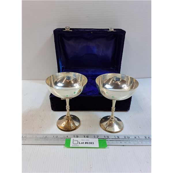 Silver Goblet Set in Velvet Blue Case