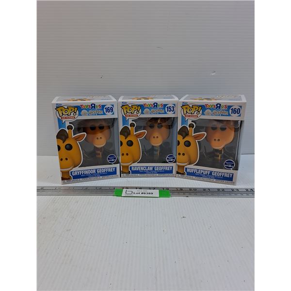 (3) Funko POP! Harry Potter Geoffrey Edition: Ravenclaw, Griffindor, Hufflepuff