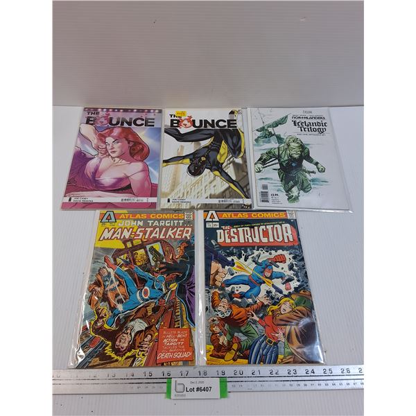 (5) Comicbooks: Bounce, Icelandic Triology, Man-Stalker, Destructor