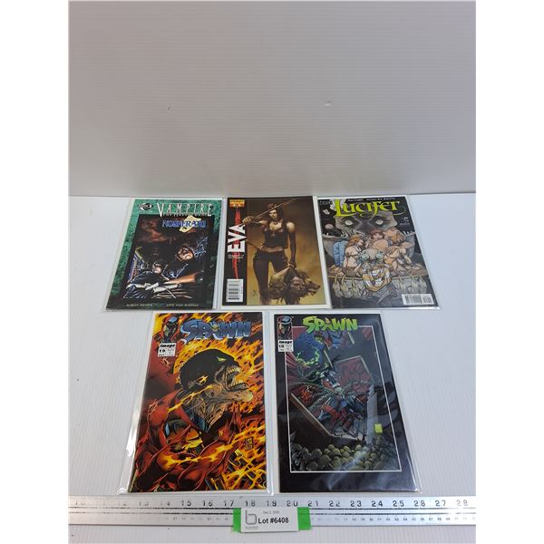 (5) Comicbooks: Vampire, Eva, Lucifer, Spawn
