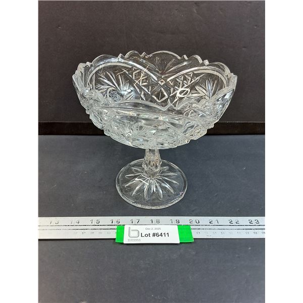 Crystal Pinwheel Compote Footed Dish - 7" x 7"
