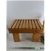 Image 2 : Wooden Stool 18" x 12" x 11", Desk Lamp - Powers On, As Is, Kerosene Stove Bottle - PICK UP