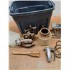 Image 4 : *Vintage Electric Heater, Vintage Iron, Crock Pot, Blow Torch, Plastic Tote 22" x 15" x 16", Misc