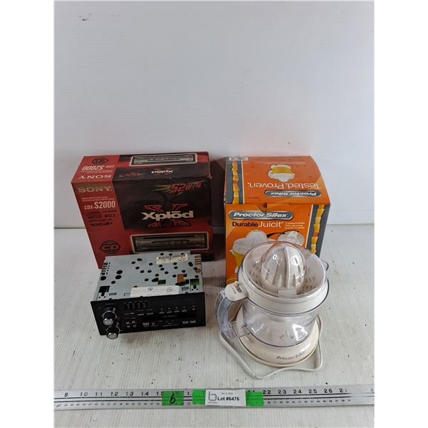 OEM Radio - As Is, Electric Proctor Silex Juicer - Tested, Empty Sony Radio Box