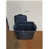 Image 1 : Plastic Storage Tote with Lid 21" x 15" x 16", Vintage Glass Bottles, Empty Tobacco Tins , No Ship