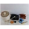 Image 5 : Electric Crock Pot, Panasonic Radio Alarm - As Is, Wall Charger, Glass Mug, Misc