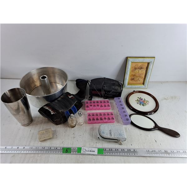 Bundt Pan, Framed Wall Art, Medicine Organizers, Hand Mirror, Salt & Pepper Shakers, Misc