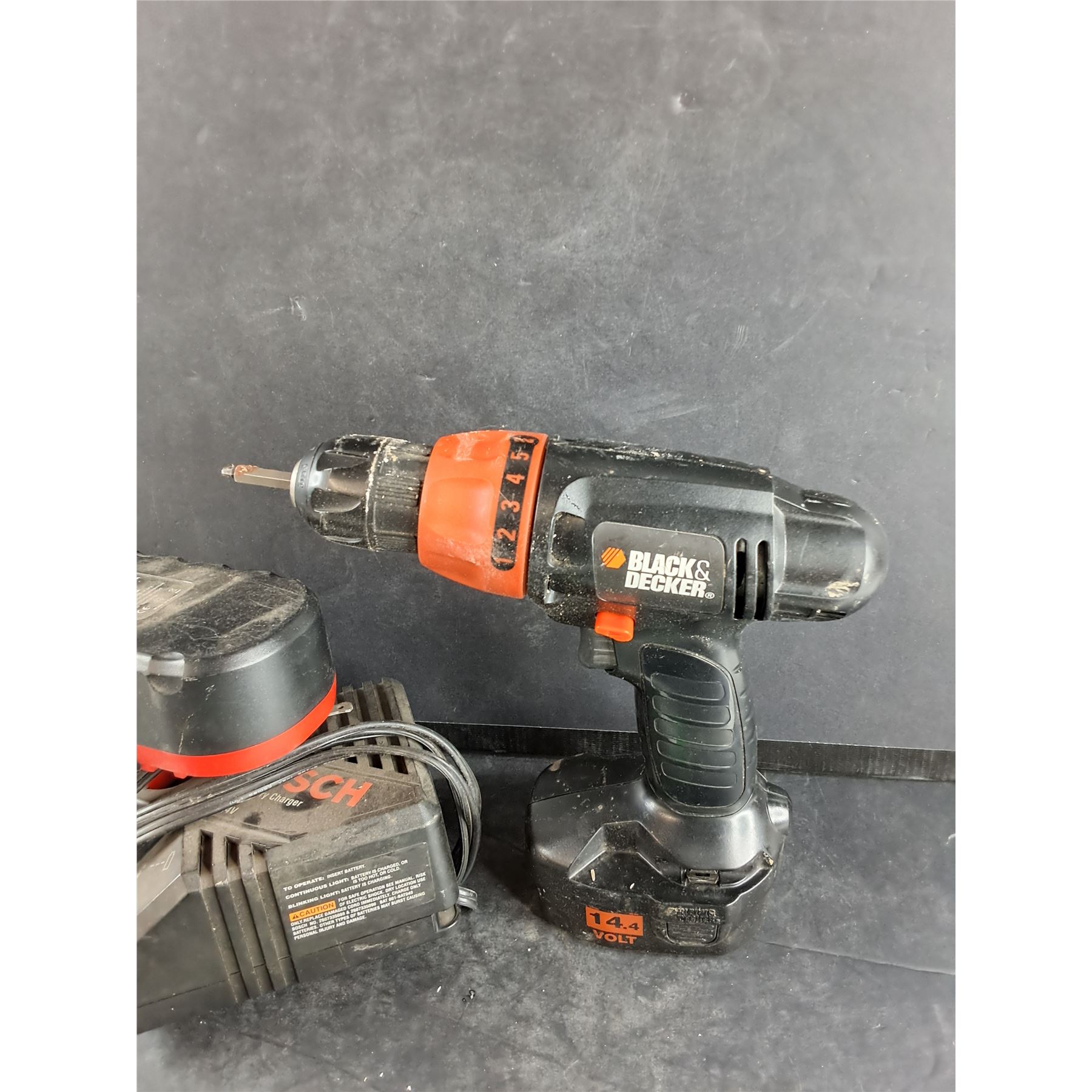 Black & Decker 14.4V Cordless Drill, Bosch Battery Charger & 18V ...