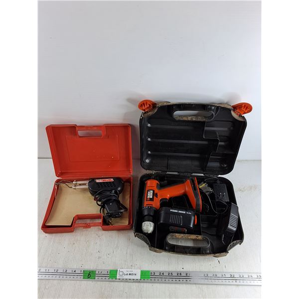 Weller Soldering Gun, Black & Decker 14.4V Cordless Drill with Battery & Charger - As Is
