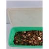 Image 2 : Canadian 1 Cent Coins, Tupperware Container with Lid 14" x 6" x 5"