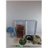 Image 1 : Water Pitcher, Evaporator Pad, Sony Headphones, (2) Plastic Trays, Circular Blade Art, Misc