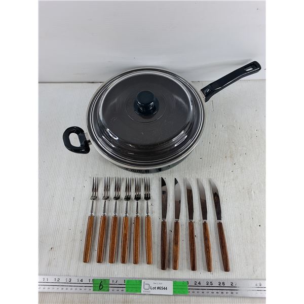 12" Frying Pan with Glass Lid, Dining Knives & Forks